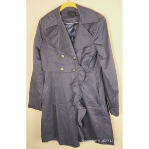 Cynthia Rowley Size Ladies Dress Coat Jacket Long Black Super Soft Light Scallop